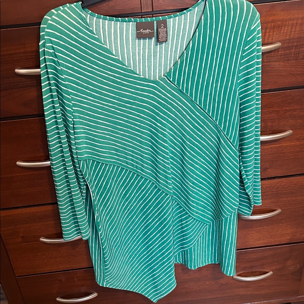 Chicos Women's Green Striped Tunic Top